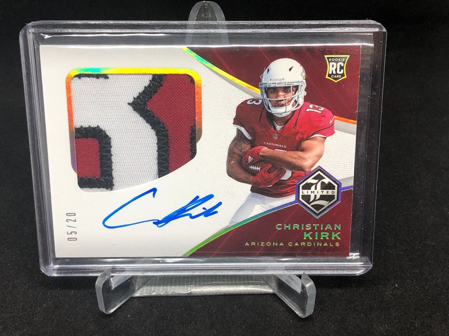 CHRISTIAN KIRK 2018 PANINI LIMITED 3 CLR PATCH ON CARD AUTO RC #D 5/20