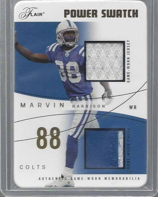MARVIN HARRISON 2004 FLAIR POWER SWATCH GOLD DIE CUT DUAL PATCH #D 22/25