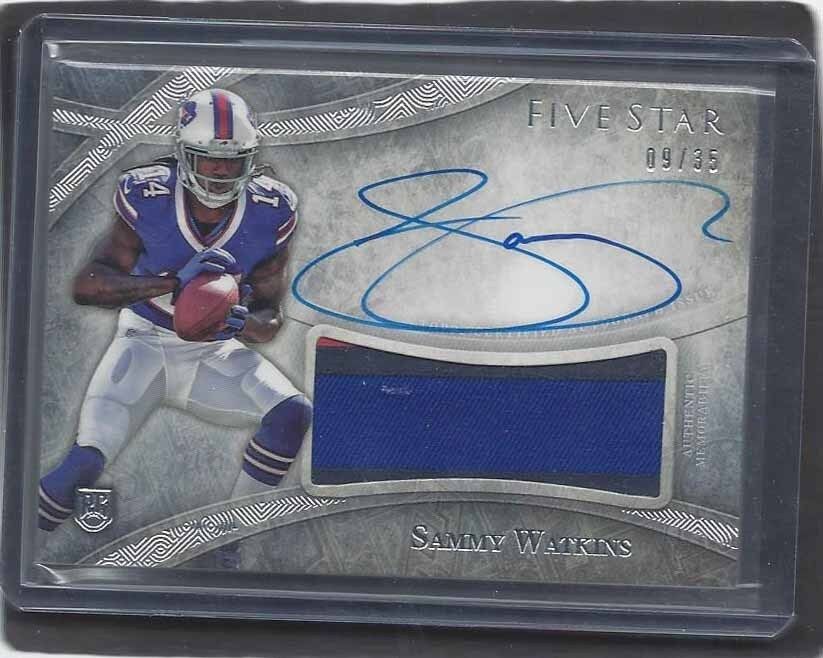 SAMMY WATKINS 2014 TOPPS FIVE STAR BILLS 4 COLOR JUMBO RPA PATCH AUTO RC #D /45