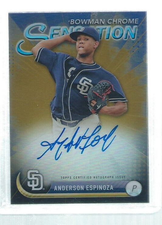ANDERSON ESPINOZA 2017 BOWMAN CHROME SENSATION GOLD REFRACTOR AUTO #D 23/50