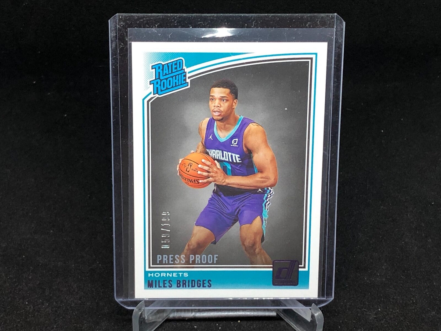 MILES BRIDGES 2018-19 DONRUSS RATED ROOKIE PURPLE PRESS PROOF RC #D 59/199