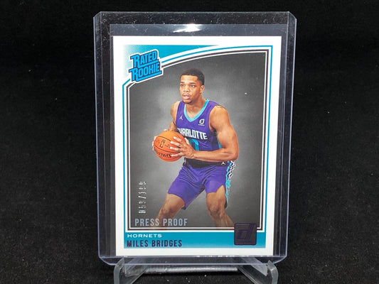 MILES BRIDGES 2018-19 DONRUSS RATED ROOKIE PURPLE PRESS PROOF RC #D 59/199