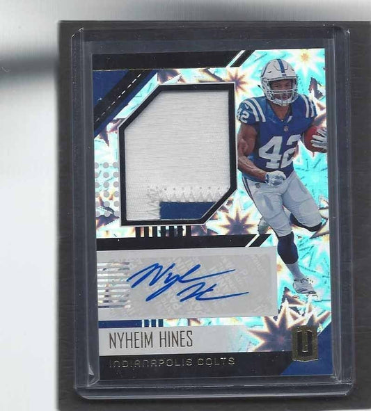 NYHEIM HINES 2018 PANINI UNPARALLELED HYPER RPA COLTS 2 COLOR PATCH AUTO #D /75