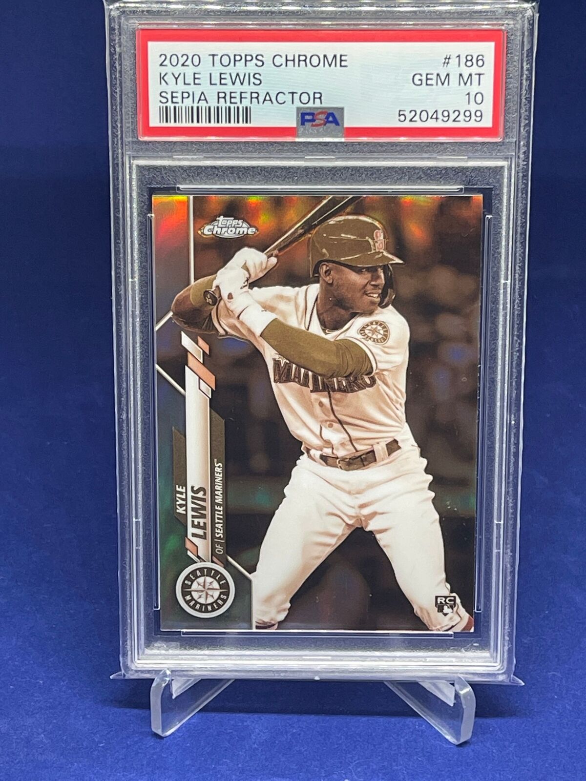 KYLE LEWIS 2020 TOPPS CHROME SEPIA REFRACTOR ROOKIE RC #186 PSA 10 GEM MINT