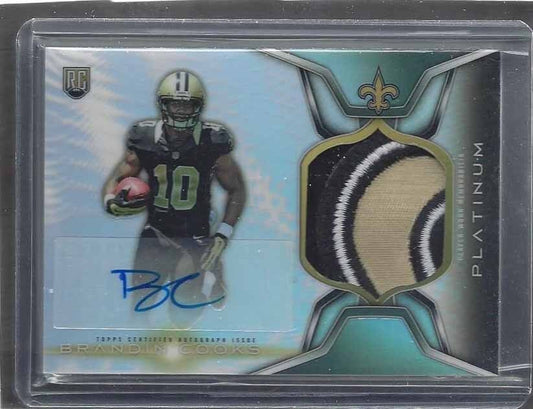 BRANDIN COOKS 2014 TOPPS PLATINUM REFRACTOR RPA ROOKIE LOGO PATCH AUTO RC