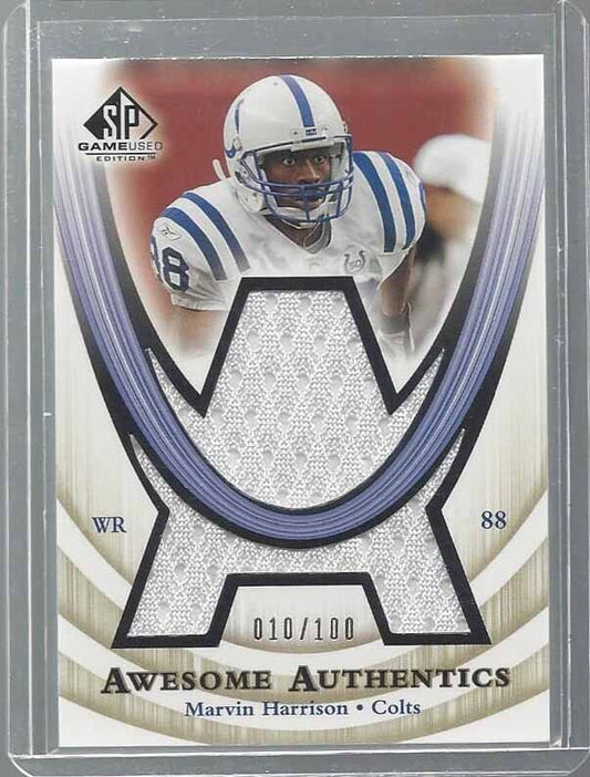 MARVIN HARRISON 2004 SP AUTHENTIC AWESOME AUTHENTICS GOLD JUMBO JERSEY #D 10/100