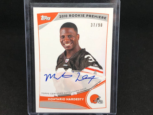 MONTARIO HARDESTY 2010 TOPPS ROOKIE PREMIERE ON CARD AUTO RC #D 37/90