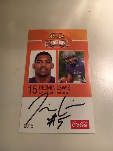 DEZMIN LEWIS 2015 REESE'S SENIOR BOWL 3X5 CENTRAL ARKANSAS AUTOGRAPHED CARD QTY