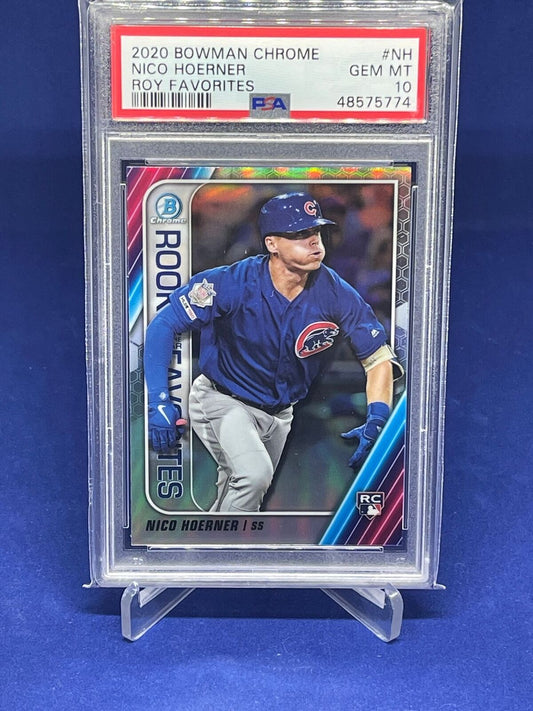 NICO HOERNER 2020 BOWMAN CHROME ROY FAVORITES REFRACTOR RC PSA 10 GEM MINT