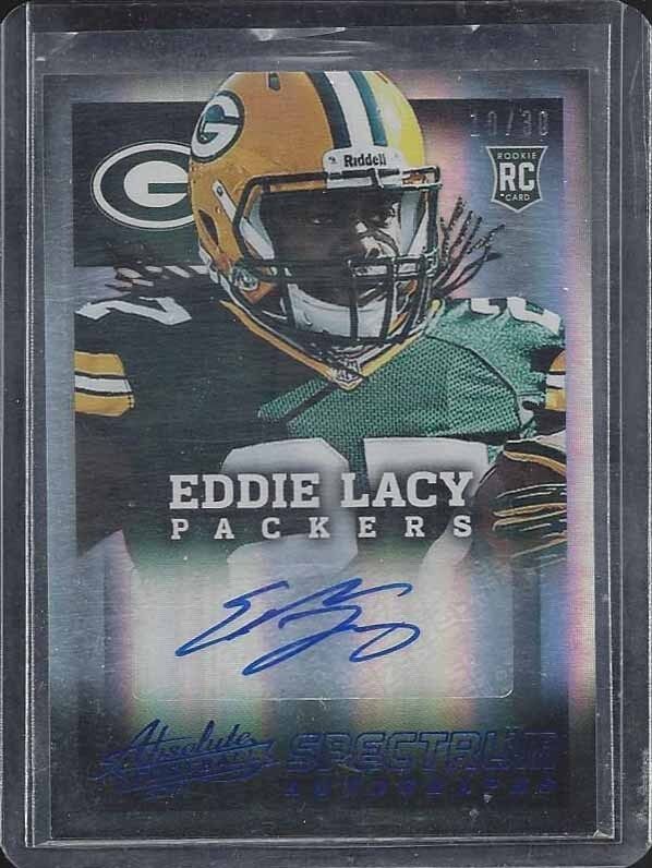 EDDIE LACY 2013 ABSOLUTE SPECTRUM BLUE PACKERS ROOKIE AUTO RC #D 10/30