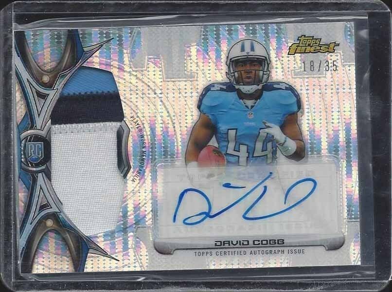 DAVID COBB 2015 FINEST RPA PULSAR REFRACTOR JUMBO ROOKIE PATCH AUTO RC #D /35