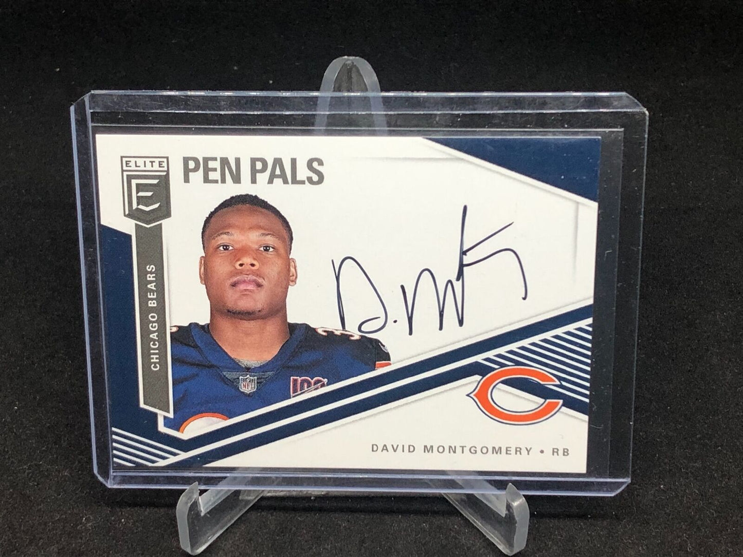 DAVID MONTGOMERY 2019 PANINI DONRUSS ELITE PEN PALS ON CARD AUTO RC