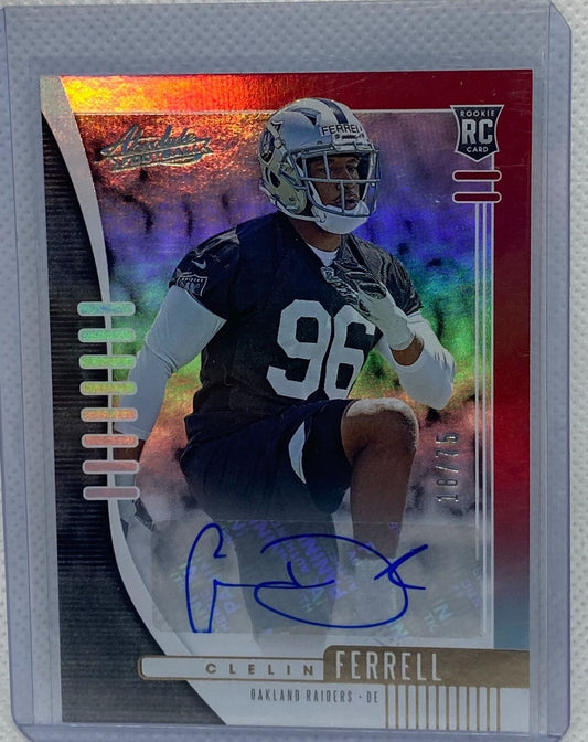 CLELIN FERRELL 2019 PANINI ABSOLUTE SPECTRUM RED AUTO RC #D 18/75
