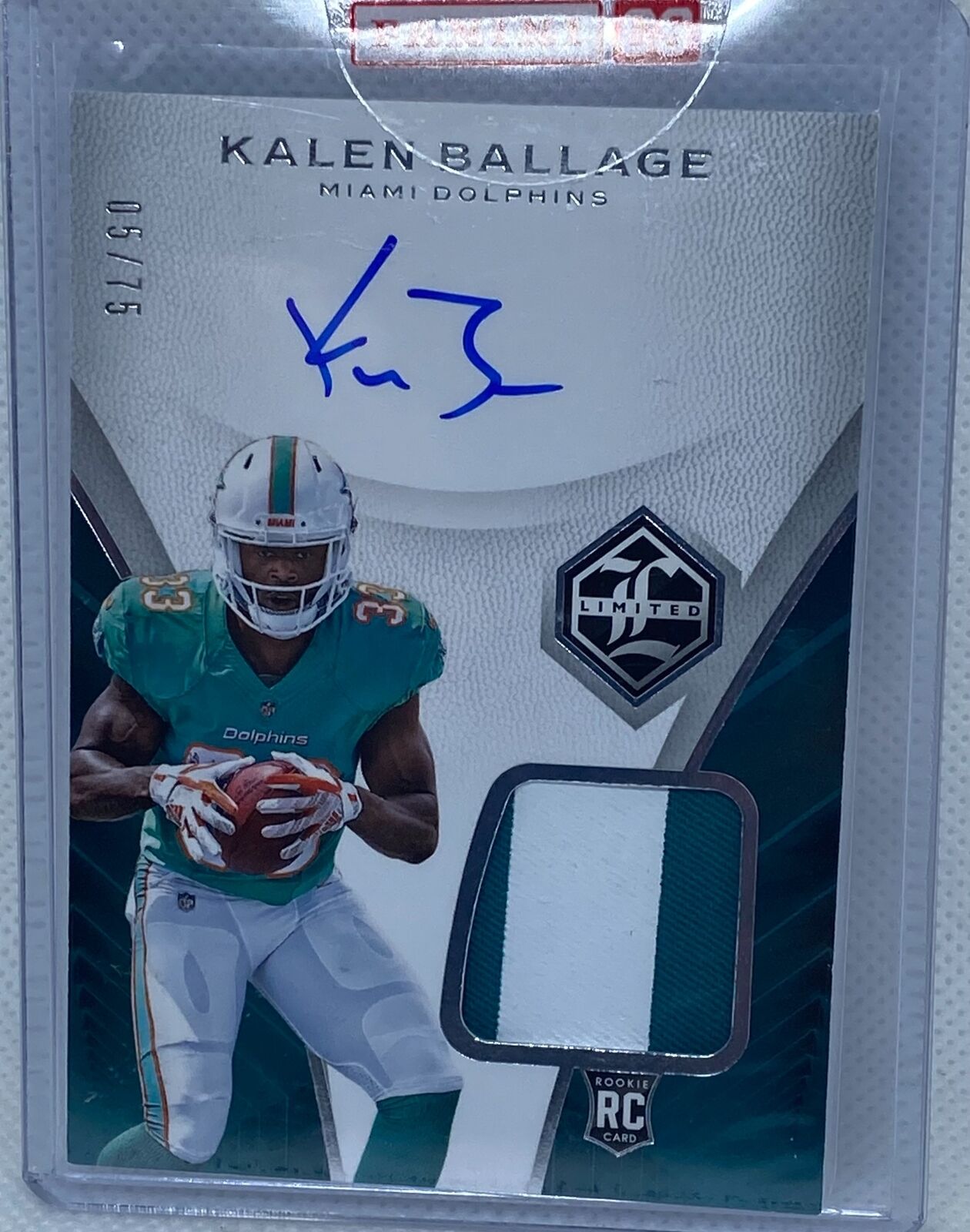 KALEN BALLAGE 2018 PANINI LIMITED SILVER RPA PATCH ON CARD AUTO RC #D /75