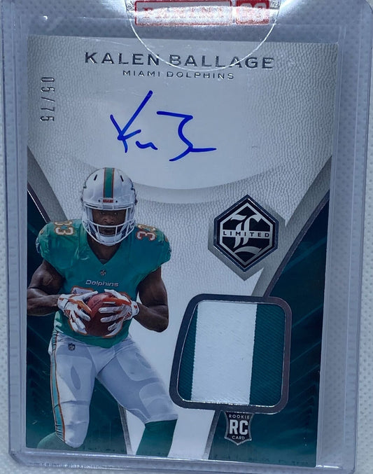 KALEN BALLAGE 2018 PANINI LIMITED SILVER RPA PATCH ON CARD AUTO RC #D /75
