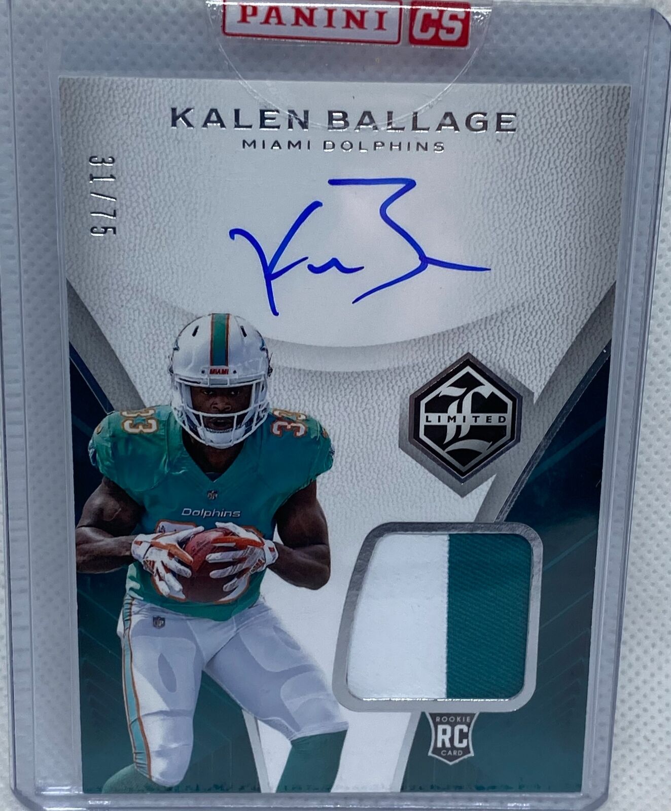 KALEN BALLAGE 2018 PANINI LIMITED SILVER RPA PATCH ON CARD AUTO RC #D /75