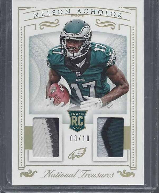 NELSON AGHOLOR 2015 NATIONAL TREASURES PLATINUM DUAL ROOKIE PATCH RC #D 3/10