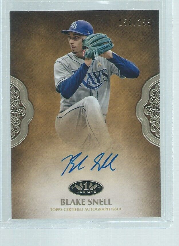 BLAKE SNELL 2019 TOPPS TIER ONE ON CARD AUTO #D 153/299
