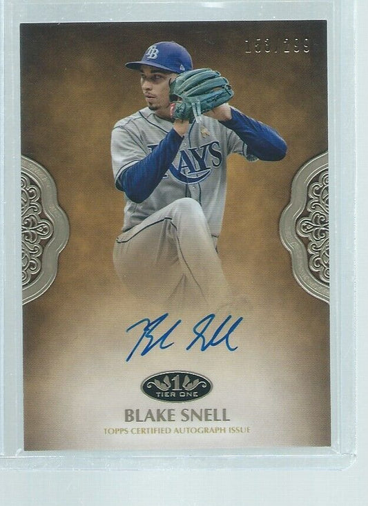 BLAKE SNELL 2019 TOPPS TIER ONE ON CARD AUTO #D 153/299