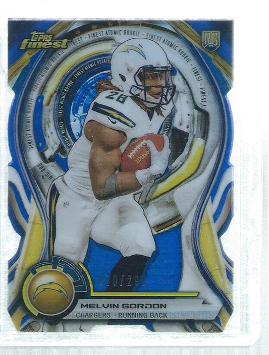 MELVIN GORDON 2015 TOPPS FINEST BLUE ATOMIC REFRACTOR ROOKIE DIECUT RC #D 70/299