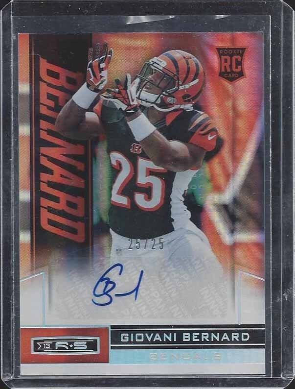 1/1 GIOVANI BERNARD 2013 ROOKIES & STARS HOLOFOIL AUTO RC #D 25/25 JERSEY #25!