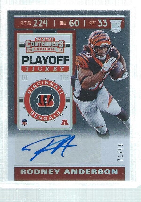 RODNEY ANDERSON 2018 CONTENDERS PLAYOFF TICKET AUTO RC #D 71/99