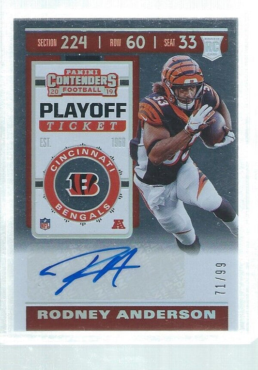 RODNEY ANDERSON 2018 CONTENDERS PLAYOFF TICKET AUTO RC #D 71/99