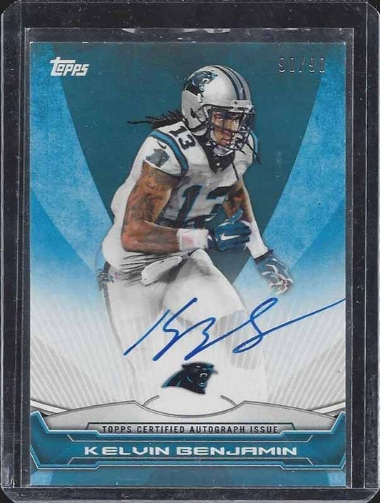 KELVIN BENJAMIN 2014 TOPPS ROOKIE PREMIERE ON CARD ROOKIE AUTO RC #D 90/90