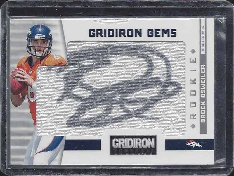 BROCK OSWEILER 2012 GRIDIRON GEMS PULLOUT ROOKIE JERSEY ON CARD AUTO RC #D /299