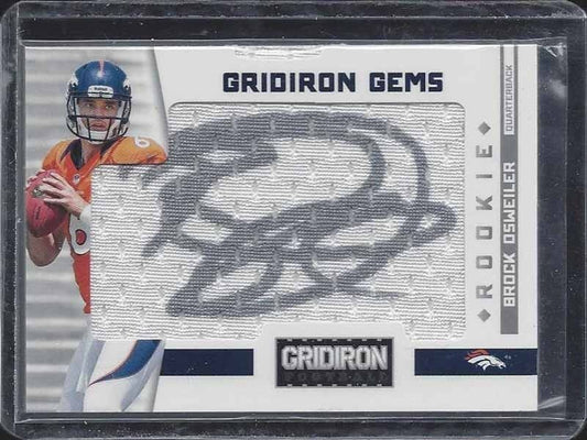 BROCK OSWEILER 2012 GRIDIRON GEMS PULLOUT ROOKIE JERSEY ON CARD AUTO RC #D /299