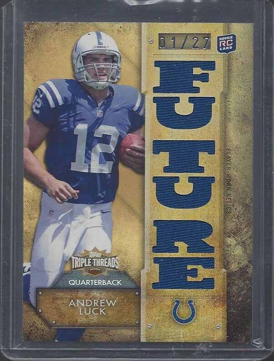 ANDREW LUCK 2012 TOPPS TRIPLE THREADS FUTURE GOLD TRIPLE JERSEY RC #D 1/25