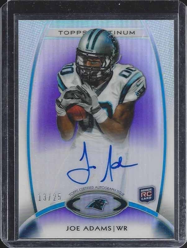 JOE ADAMS 2012 TOPPS PLATINUM PURPLE REFRACTOR ON CARD ROOKIE AUTO RC #D 13/25