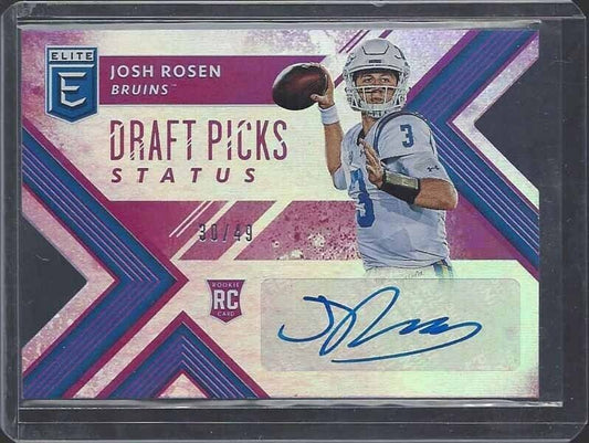 JOSH ROSEN 2018 ELITE STATUS PURPLE DIE CUT ROOKIE AUTO RC #D 30/49
