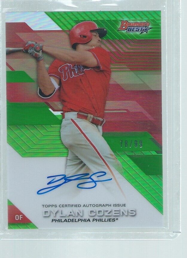DYLAN COZENS 2017 BOWMAN'S BEST ON CARD AUTO PROSPECT GREEN REFRACTOR #D 78/99