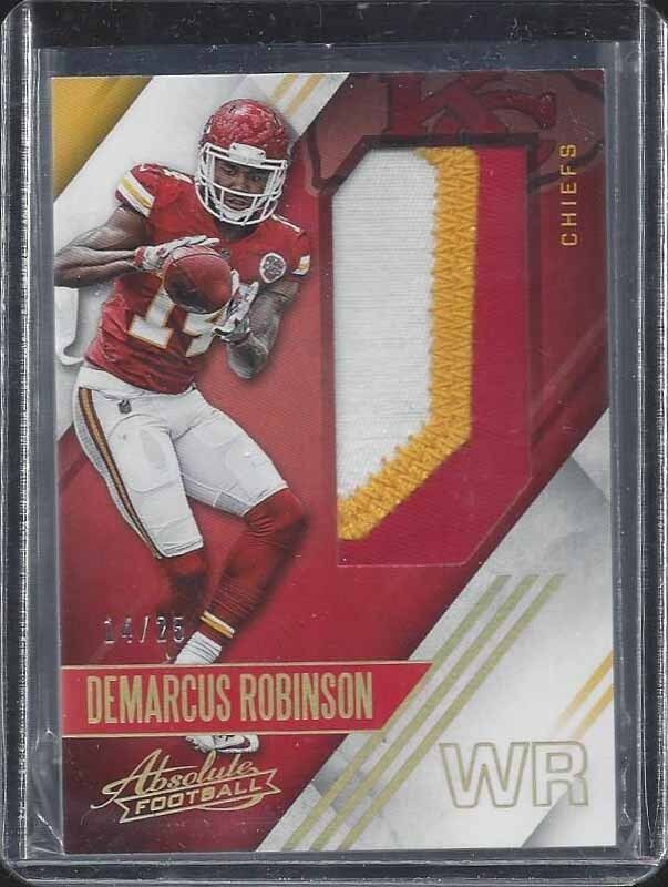 1/1 DEMARCUS ROBINSON 2016 ABSOLUTE JUMBO 3 CLR PATCH RC #D 14/25 HIS JERSEY #14