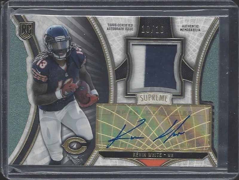 KEVIN WHITE 2015 TOPPS SUPREME GREEN RPA 2 COLOR ROOKIE PATCH AUTO RC #D 10/10