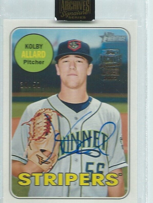 KOLBY ALLARD 2021 TOPPS ARCHIVES 2018 TOPPS HERITAGE ON CARD AUTO PROSPECT /51
