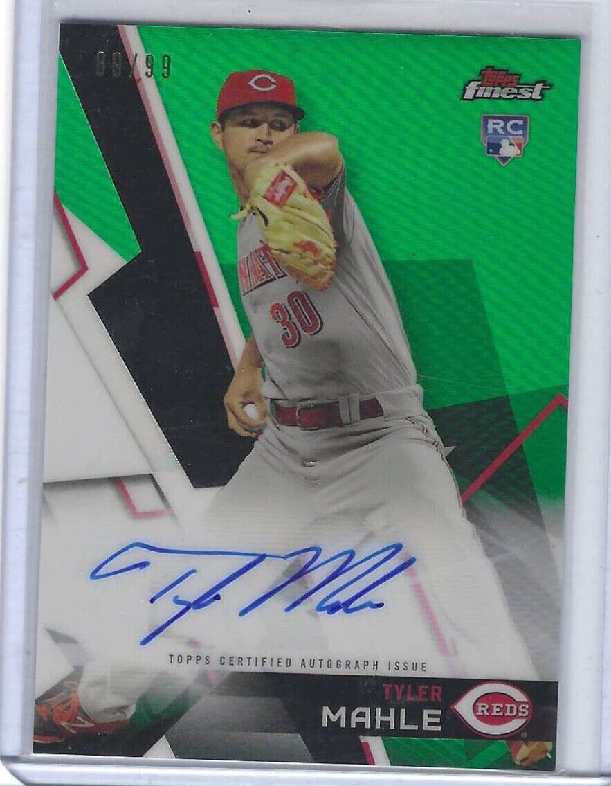 TYLER MAHLE 2018 TOPPS FINEST GREEN REFRACTOR ROOKIE AUTO RC #d /99