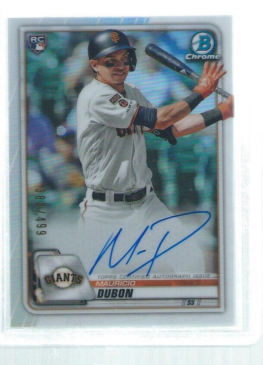 MAURICIO DUBON 2020 BOWMAN CHROME ON CARD AUTO REFRACTOR ROOKIE RC #D 389/499