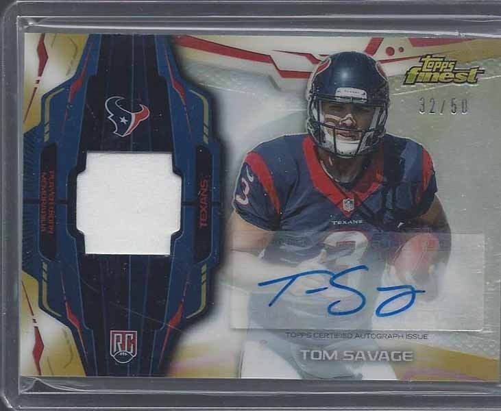 TOM SAVAGE 2014 TOPPS FINEST RPA GOLD REFRACTOR PATCH AUTO RC #D 32/50