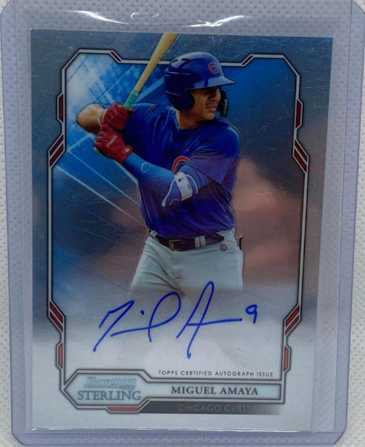 MIGUEL AMAYA 2019 TOPPS BOWMAN STERLING ON CARD AUTO PROSPECT #BSPA-MA