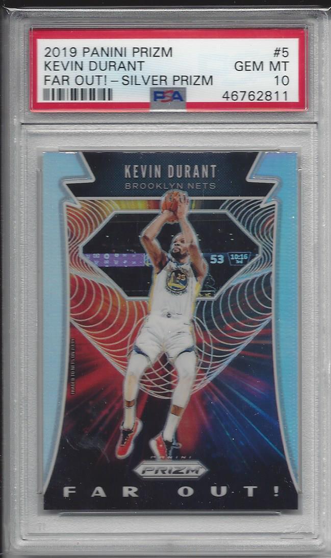 KEVIN DURANT 2019-20 PANINI PRIZM FAR OUT! SILVER PRIZMS #5 PSA 10 GEM MT POP 8