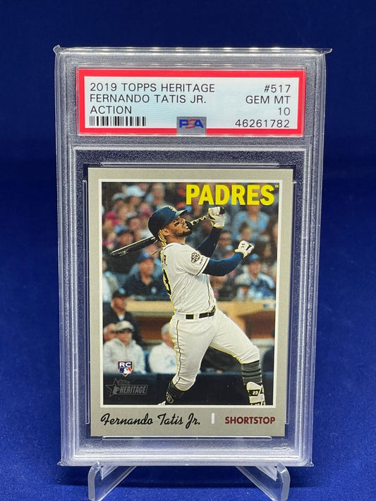 FERNANDO TATIS JR 2019 TOPPS HERITAGE ACTION SSP ROOKIE RC #517 PSA 10 GEM MINT