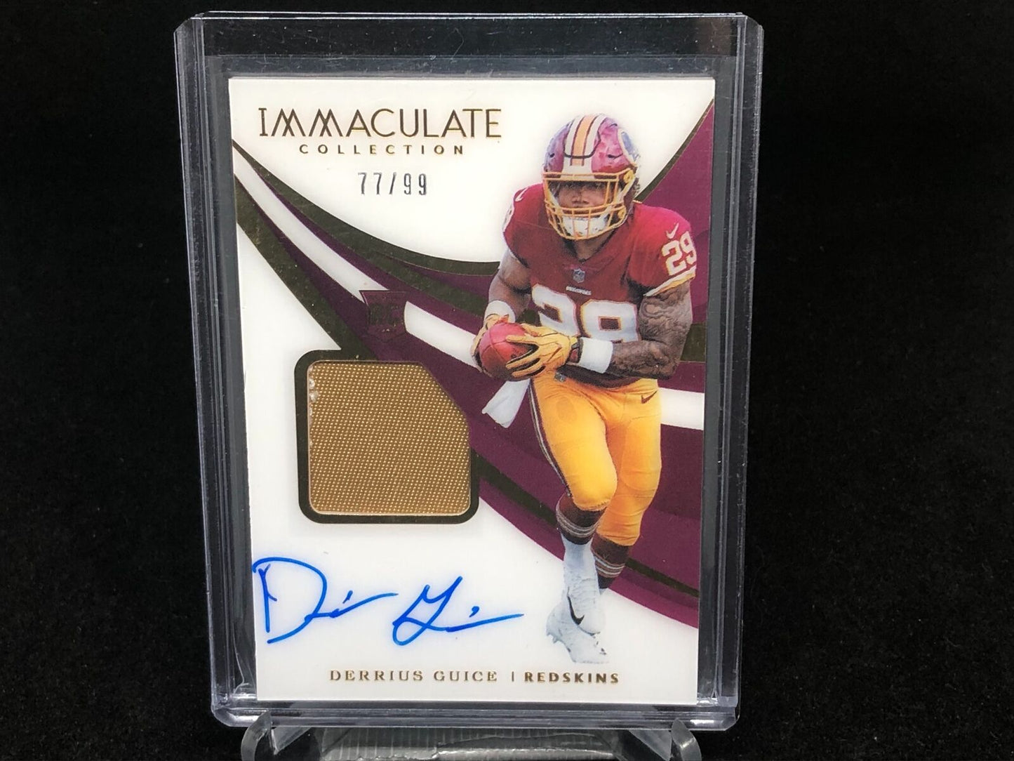 DERRIUS GUICE 2018 PANINI IMMACULATE 2 CLR PATCH ON CARD AUTO RC #D 77/99