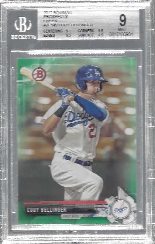 CODY BELLINGER 2017 BOWMAN DODGERS GREEN PROSPECT PAPER #D 90/99 BGS 9 MINT