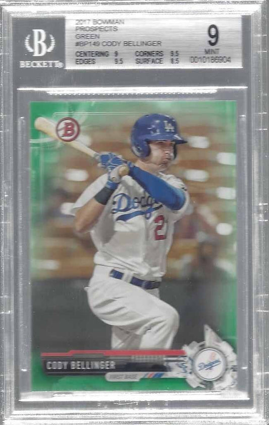 CODY BELLINGER 2017 BOWMAN DODGERS GREEN PROSPECT PAPER #D 90/99 BGS 9 MINT