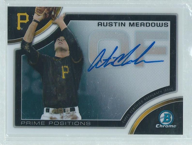 AUSTIN MEADOWS 2015 BOWMAN CHROME PRIME POSITIONS ON CARD AUTO PROSPECT