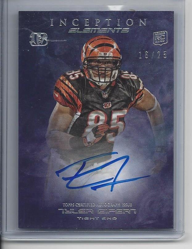 TYLER EIFERT 2013 TOPPS INCEPTION ELEMENTS FOG ON CARD ROOKIE AUTO RC #D 16/25