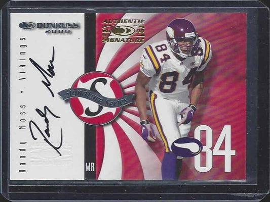 RANDY MOSS 2000 DONRUSS SIGNATURE SERIES ON CARD VIKINGS AUTO #D 16/25