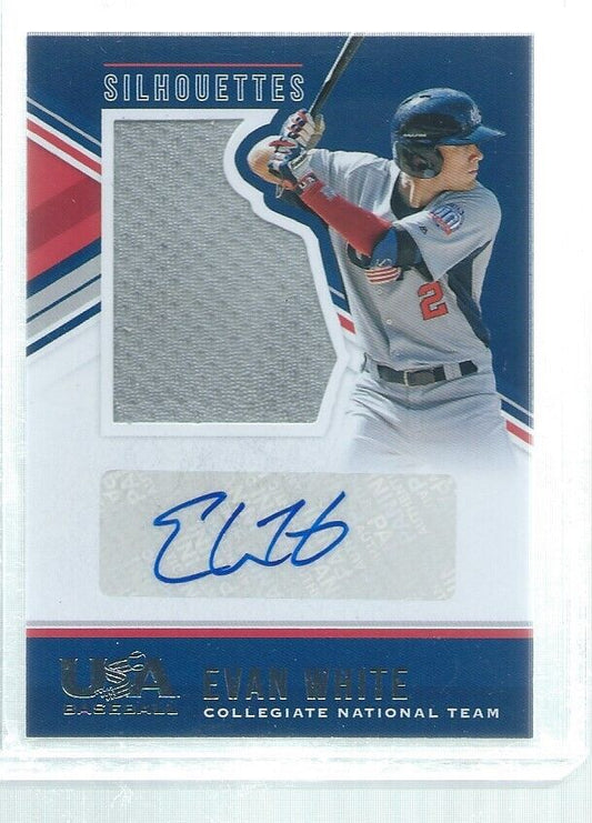 EVAN WHITE 2018 USA STARS & STRIPES SILHOUETTES JERSEY AUTO PROSPECT #D 130/161
